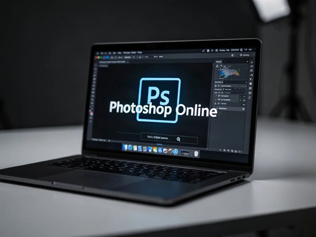 Un navigateur web affiche une retouche photo en ligne, avec les calques d'un PSD